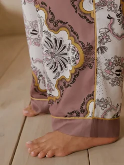Pyjamas B by Ted Baker marron vison en satin imprimé écharpe boutonnés
