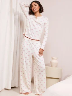 Pyjamas Friends Like These nœud en pointelle jambes larges