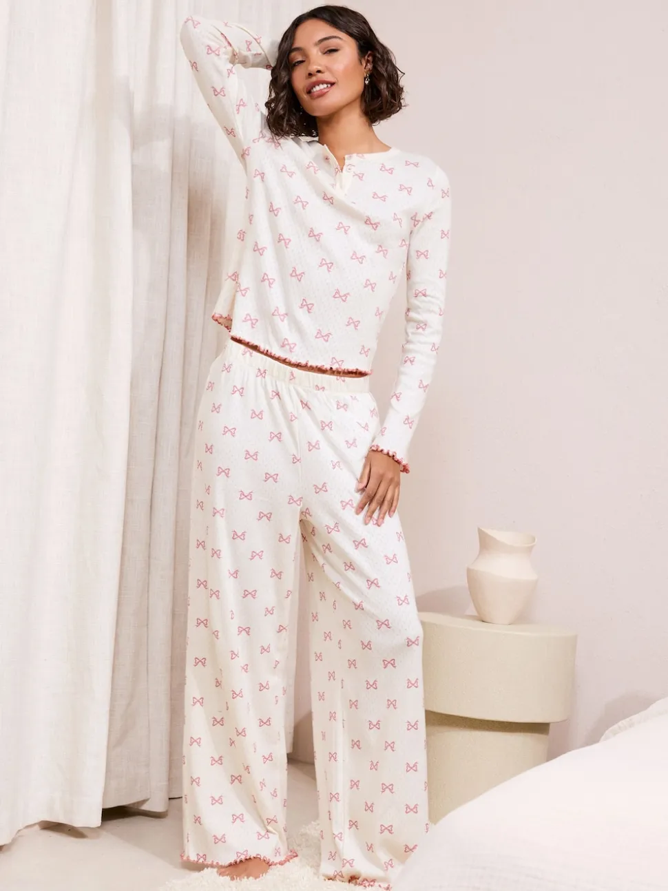 Pyjamas Friends Like These nœud en pointelle jambes larges