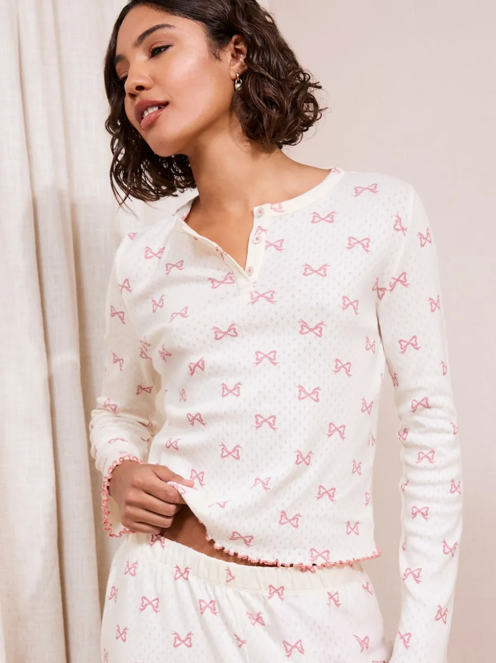 Pyjamas Friends Like These nœud en pointelle jambes larges