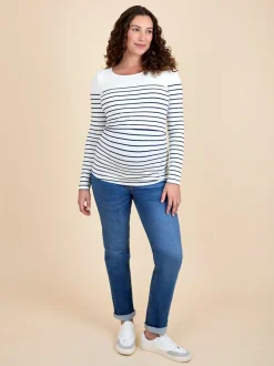 rayé bleu marine et écru - Haut de grossesse et d’allaitement JoJo Maman Bébé rayé à manches longues