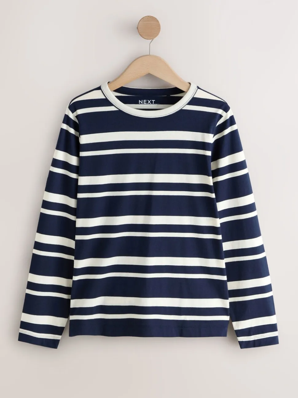 Rayé bleu marine/blanc - T-shirt à manches longues de cou d'équipage
