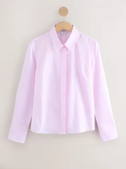 Rayé rose/blanc - Chemise extensible ajustée Essential à manches longues