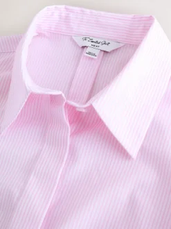 Rayé rose/blanc - Chemise extensible ajustée Essential à manches longues