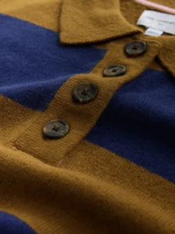 Rayure marron/bleu camel - 100% laine N.Premium Polo Pull