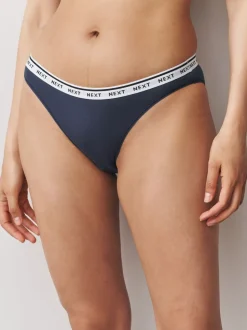 Rayures bleu marine/chocolat - Lot de 7 culottes à logo en coton