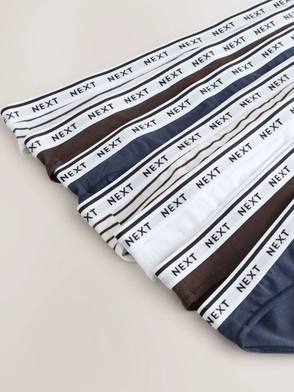 Rayures bleu marine/chocolat - Lot de 7 culottes à logo en coton