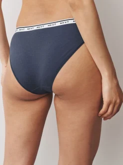 Rayures bleu marine/chocolat - Lot de 7 culottes à logo en coton