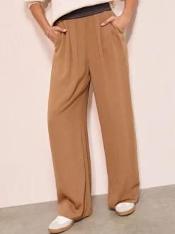 Rayures moka - Pantalon Friends Like These à taille élastique