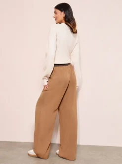 Rayures moka - Pantalon Friends Like These à taille élastique