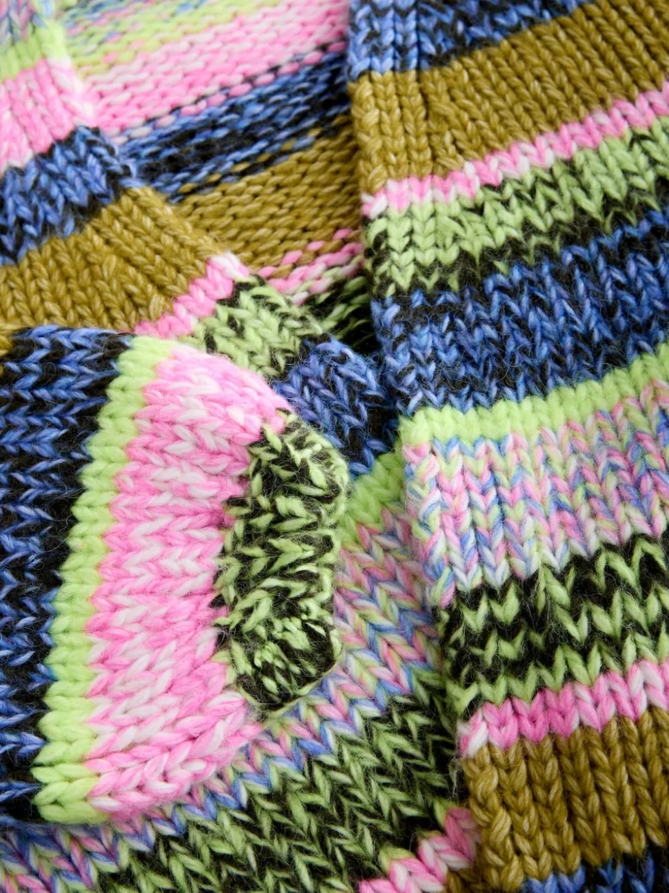 Rayures multicolores bleu/vert - Cardigan en grosse maille doux