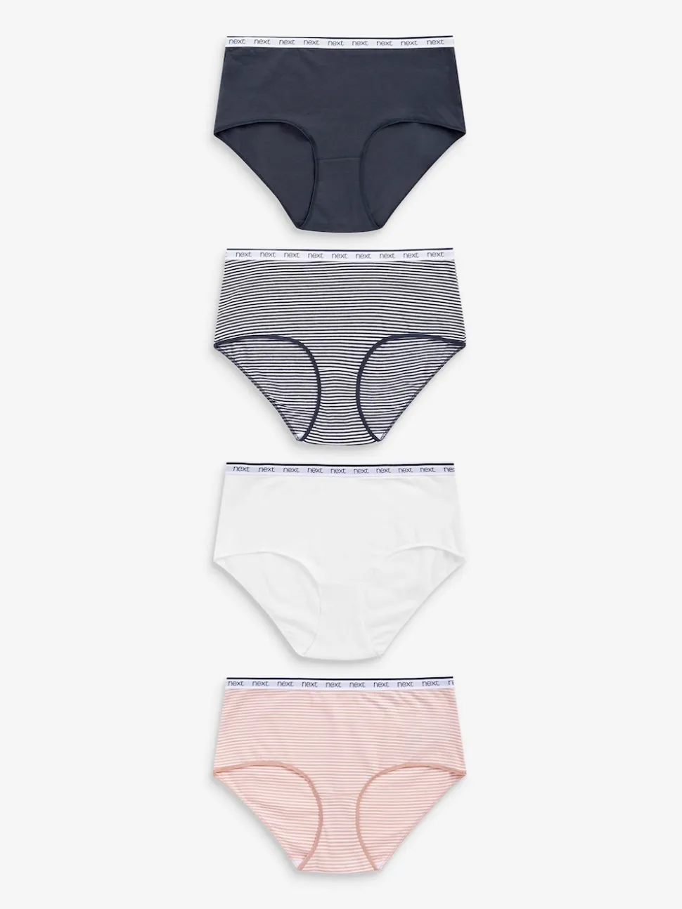 Rayures roses et bleues - Lot de 4 culottes à logo en coton