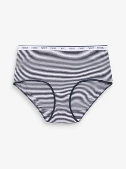 Rayures roses et bleues - Lot de 4 culottes à logo en coton