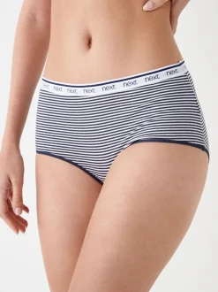 Rayures roses et bleues - Lot de 4 culottes à logo en coton