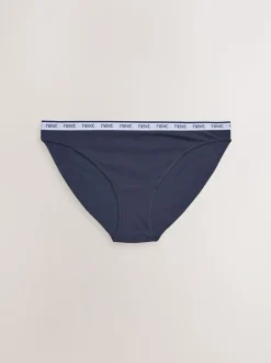 Rayures roses et bleues - Lot de 4 culottes à logo en coton