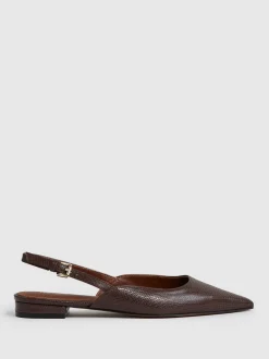 Reiss Aubrey Leather Slingback Ballerina Pumps