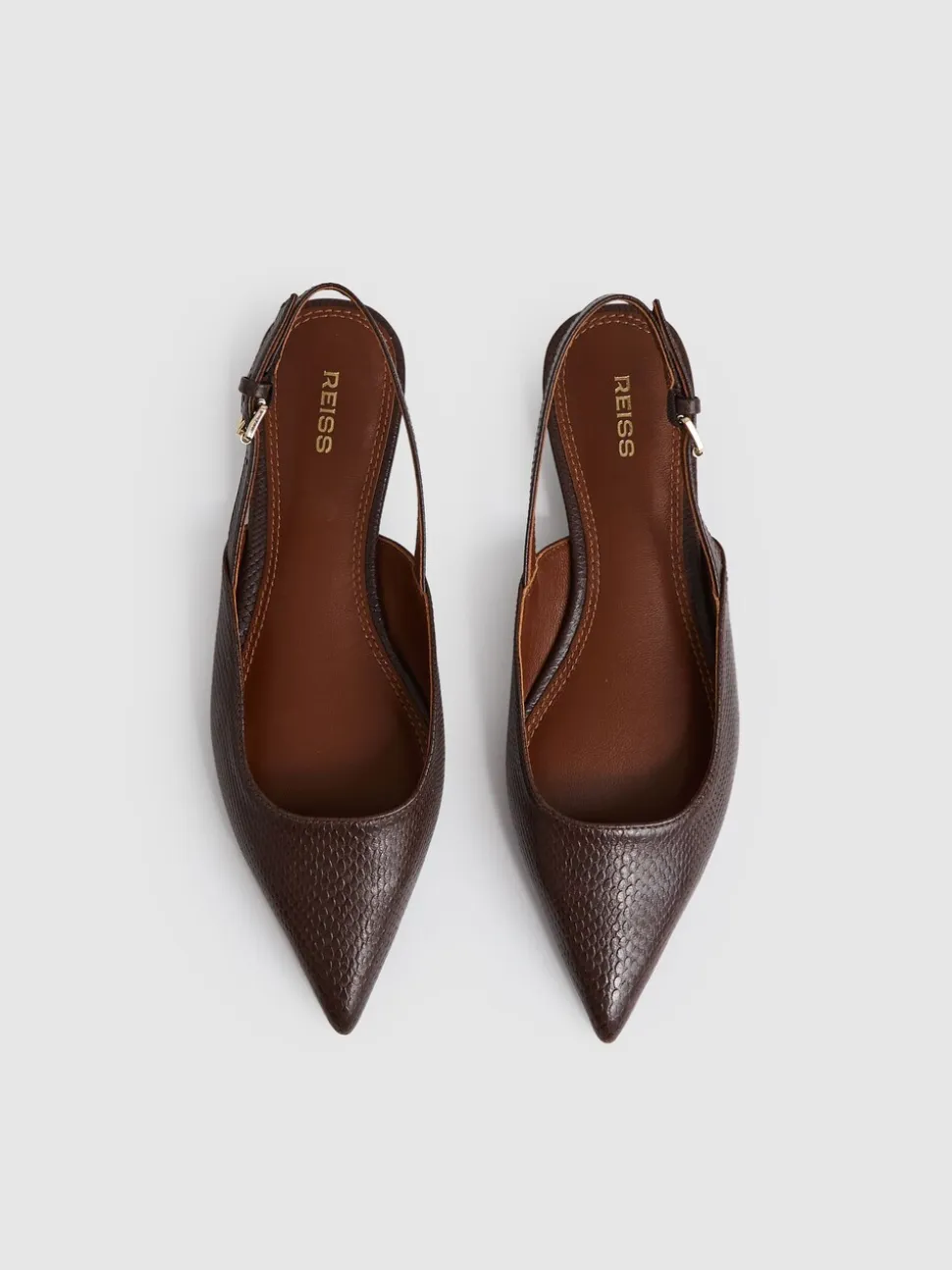 Reiss Aubrey Leather Slingback Ballerina Pumps