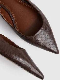 Reiss Aubrey Leather Slingback Ballerina Pumps