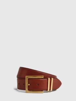 Reiss Brompton Leather Square Buckle Ceintures