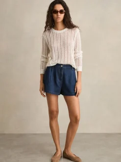 Reiss Denim Short plissé Raymond