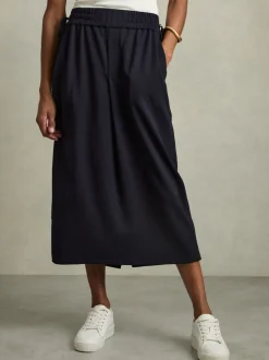 Reiss Nora Wool-Blend Jersey froncé Mi-long Jupes