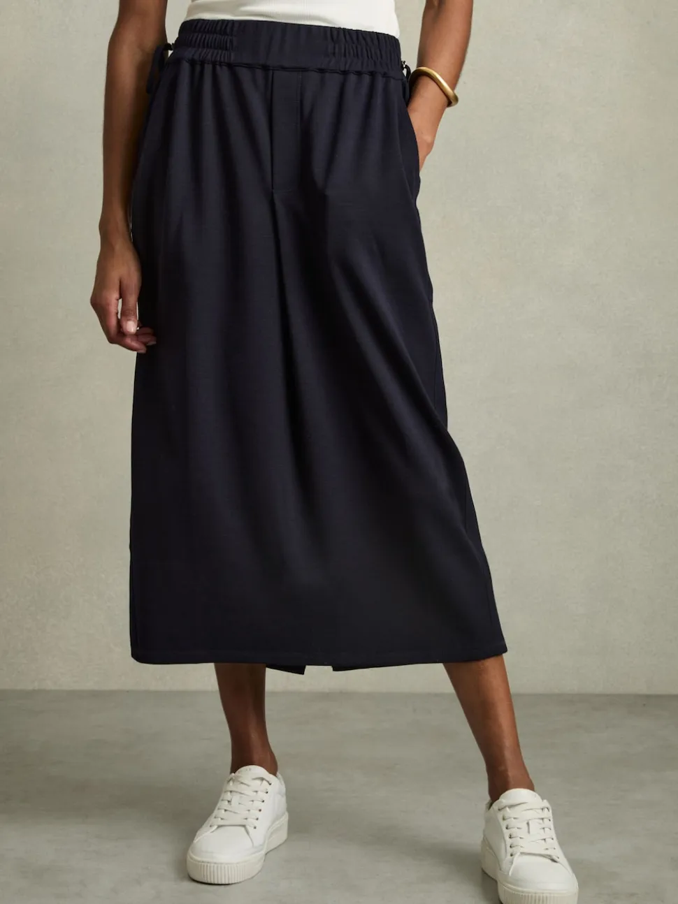 Reiss Nora Wool-Blend Jersey froncé Mi-long Jupes
