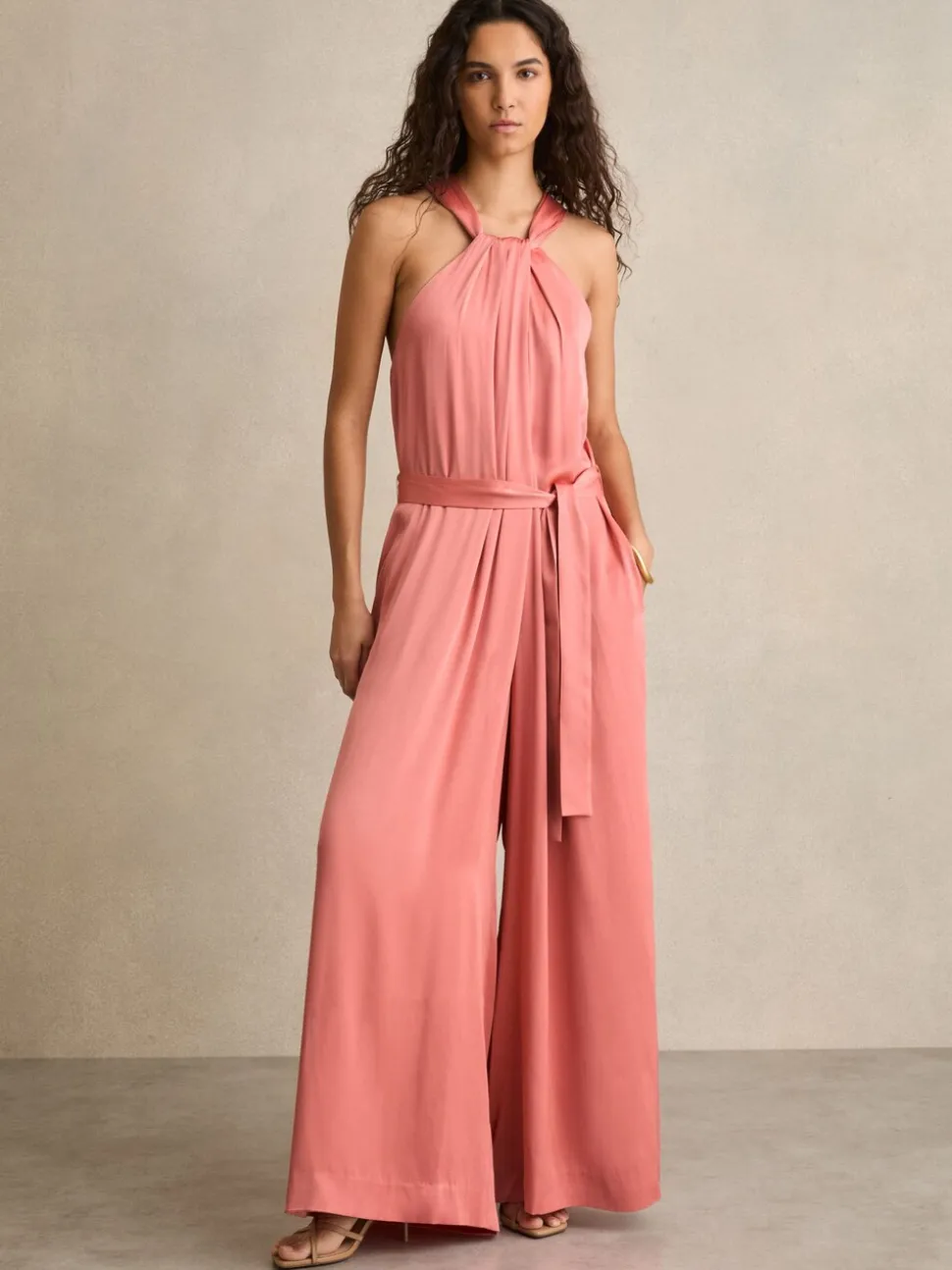 Reiss Rosin Satin Ample Draped Combinaison