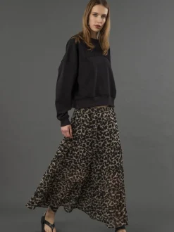 Religion Tiered Bohème Style Citrine Maxi Jupes In Leopard Imprimé animal
