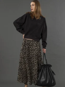 Religion Tiered Bohème Style Citrine Maxi Jupes In Leopard Imprimé animal