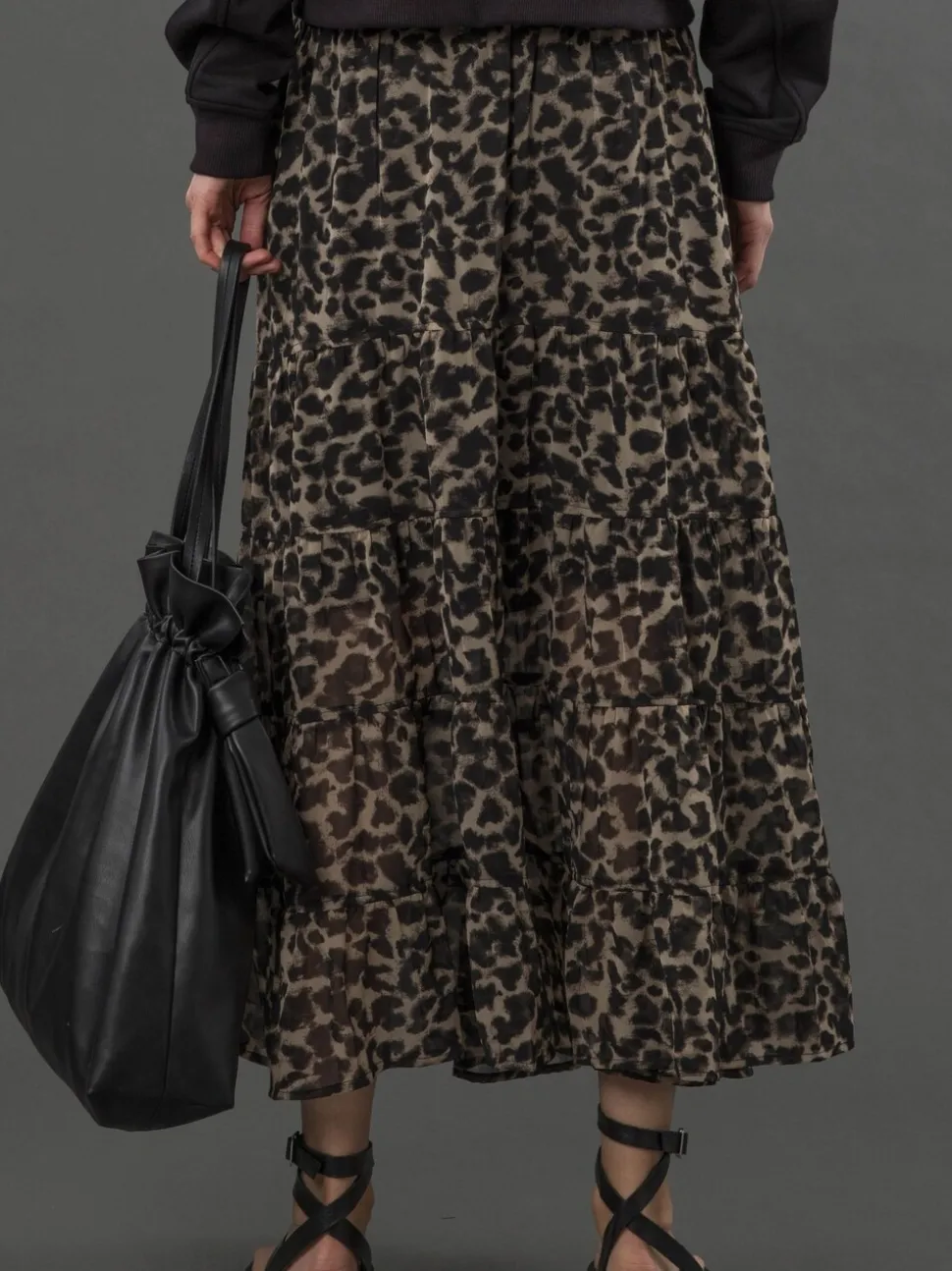 Religion Tiered Bohème Style Citrine Maxi Jupes In Leopard Imprimé animal