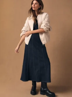 Rinçant denim - Jupe mi-longue à coutures