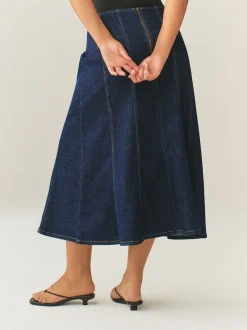 Rinçant denim - Jupe mi-longue cousue complète Hourglass