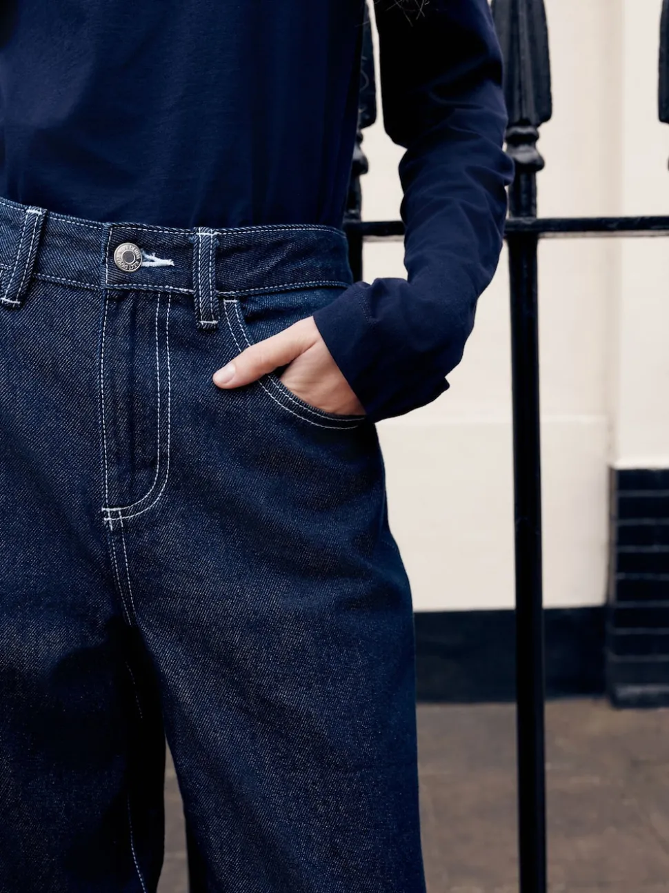 Rinse - Jean Boyfriend Jambe large Milieu Relevé