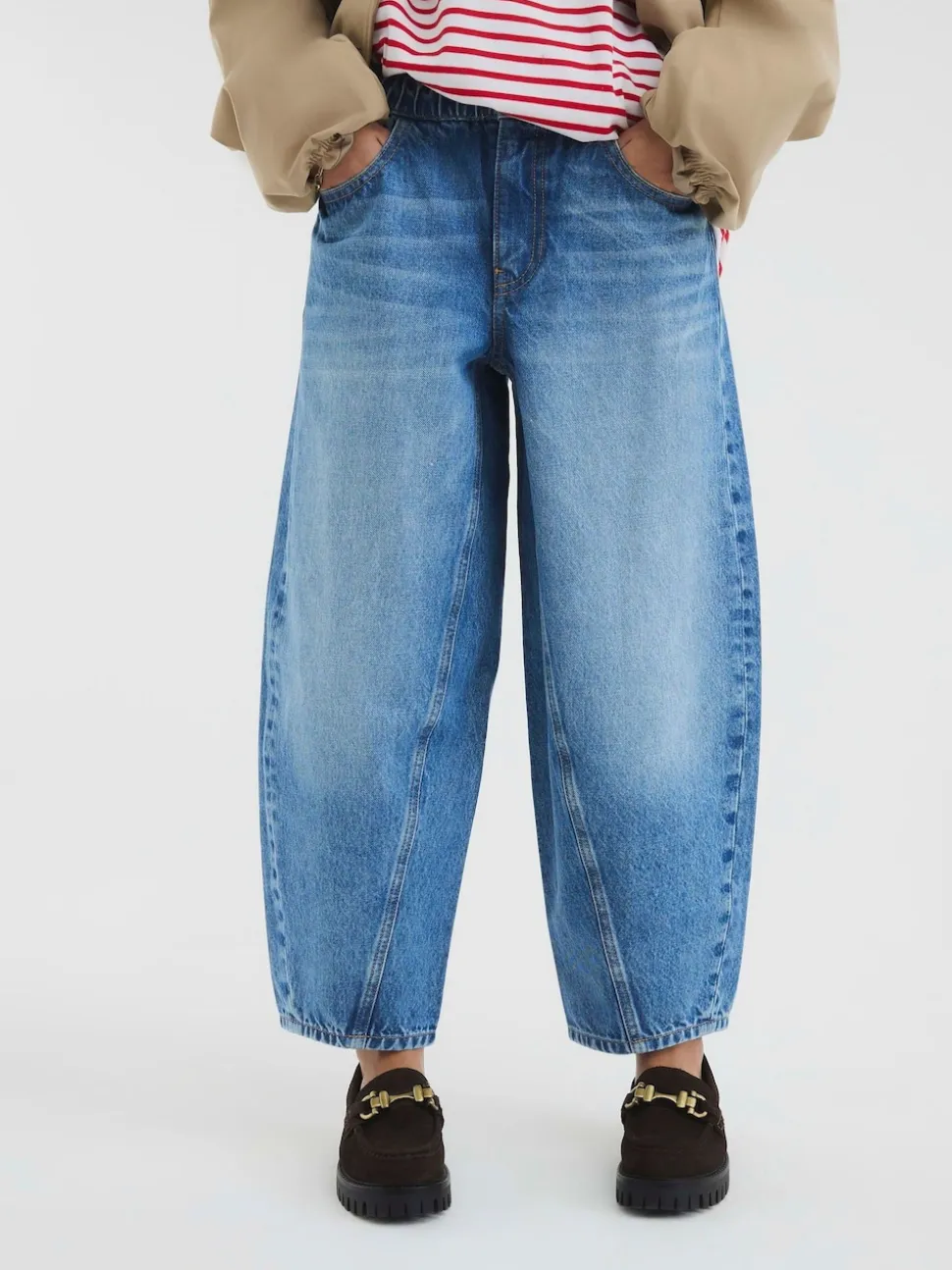 River Island 100% Coton Petites tailles Elastique Barrel Jeans