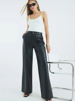 River Island Pantalons amples ceinturés en similicuir