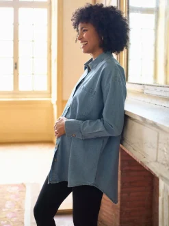 Robe chemise de Grossesse et d'Allaitement Seraphine en Denim