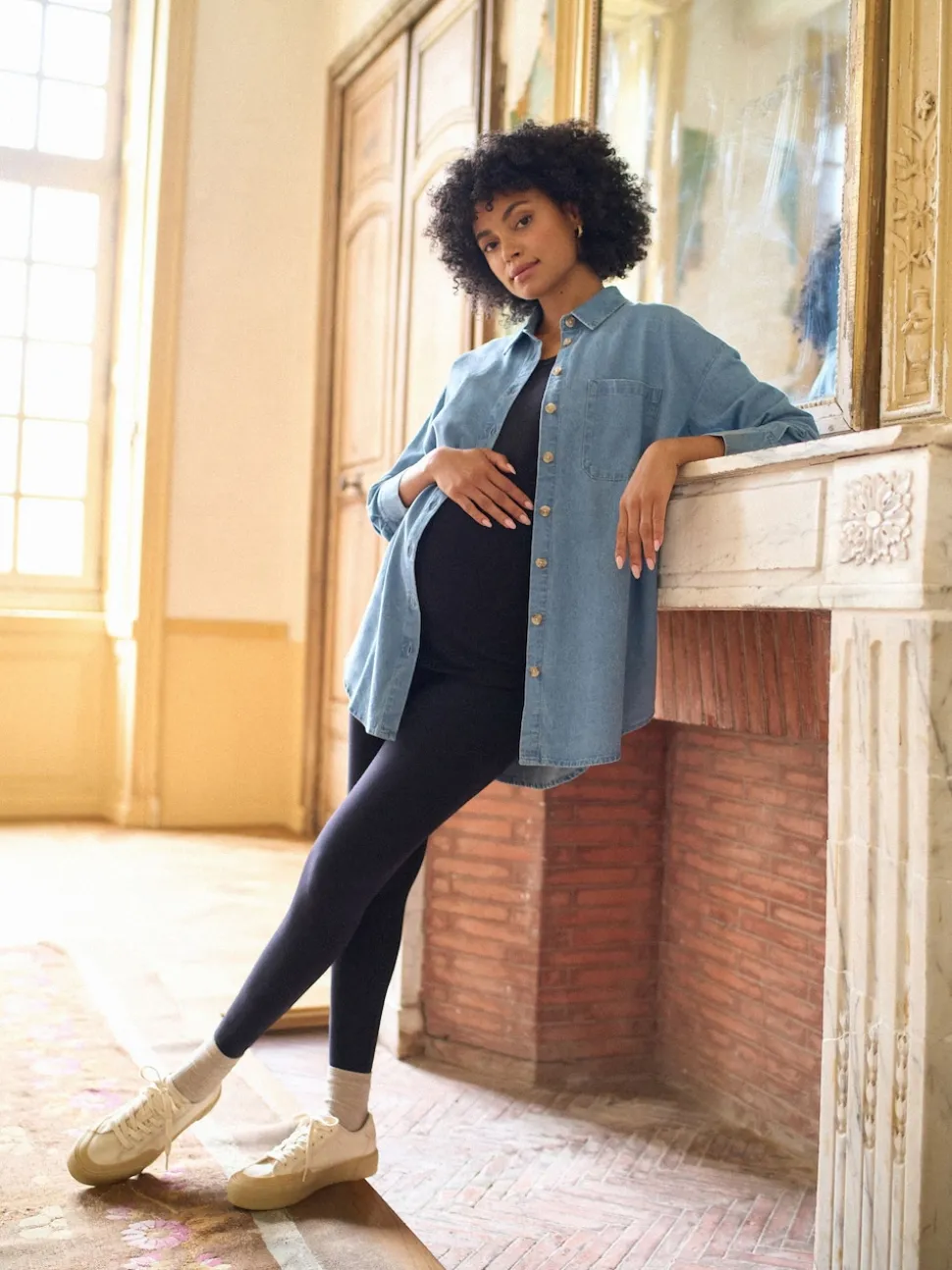 Robe chemise de Grossesse et d'Allaitement Seraphine en Denim