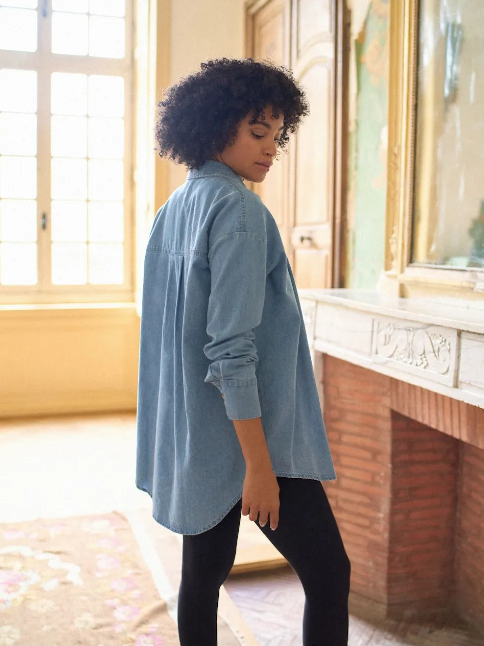 Robe chemise de Grossesse et d'Allaitement Seraphine en Denim