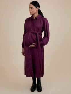 Robe chemise midi de maternité à pois JoJo Maman Bébé avec cravate