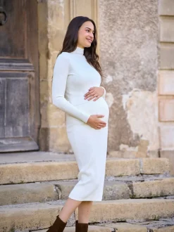 Robe d'allaitement Seraphine Maternité Premium en maille côtelée