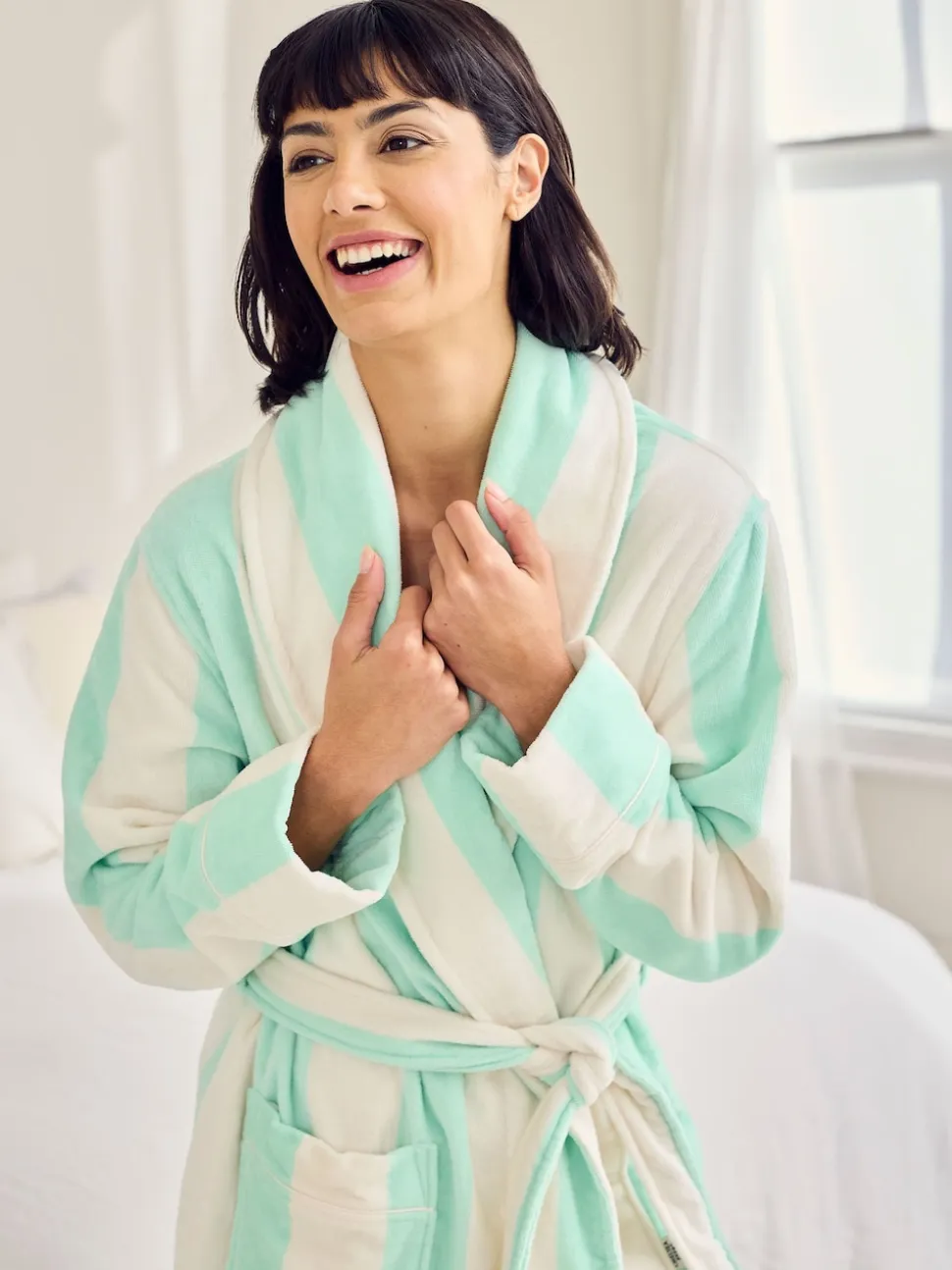 Robe de chambre Chelsea Peers rayée en coton éponge