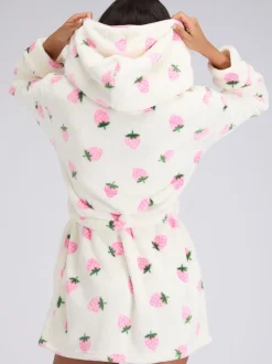 Robe de chambre courte Boux Avenue à la fraise duveteuse
