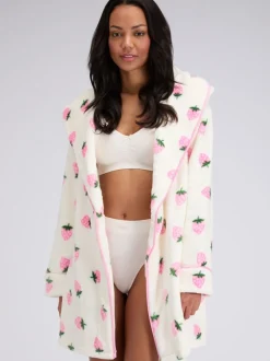 Robe de chambre courte Boux Avenue à la fraise duveteuse