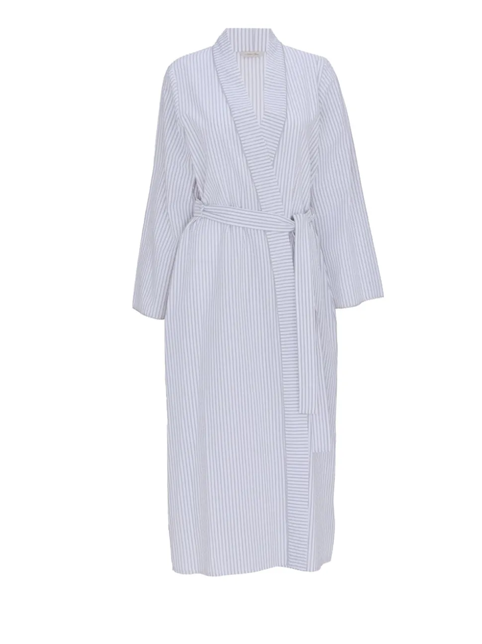 Robe de chambre Nora Rose en seersucker Rayé Dentelle longue Manche longue