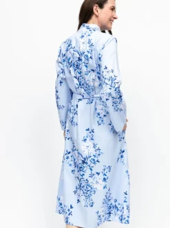 Robe de chambre Nora Rose à imprimé fleuri avec manches longues et empiècement en dentelle