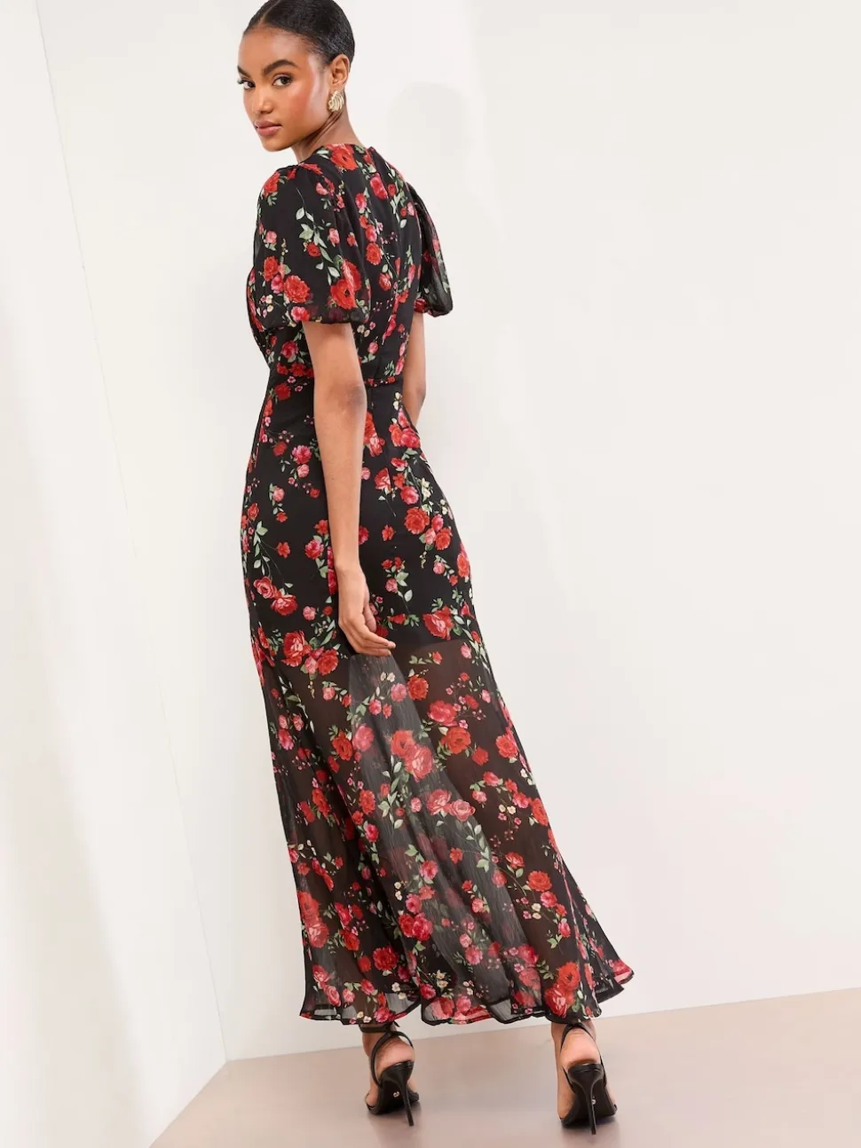 Robe longue Lipsy tissée à Manches courtes et Imprimé fleuri