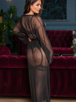 Robe longue Pour Moi Boudoir en maille et dentelle