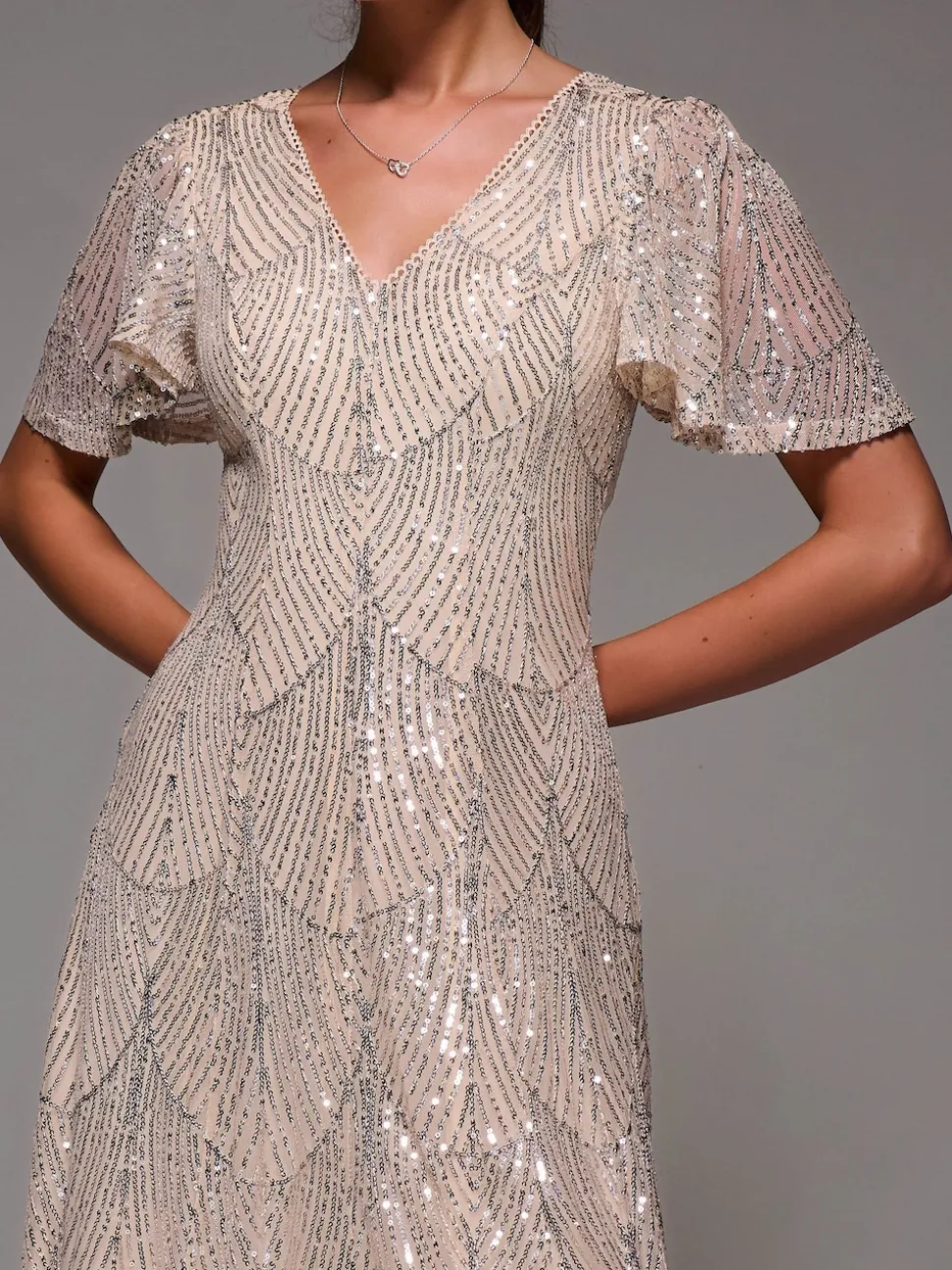 Robe Midaxi Jolie Moi à manches ange à Sequins