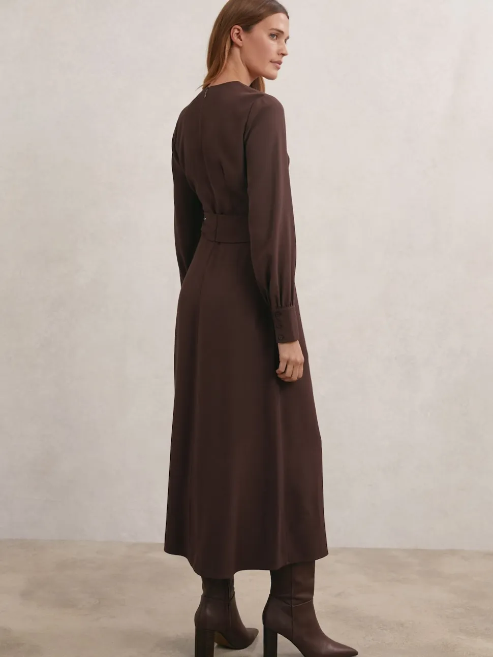 Robe mi-longue drapée Reiss Mira en laine