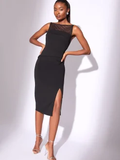 Robe mi-longue Lipsy Mesh Mix sans manches Bodycon